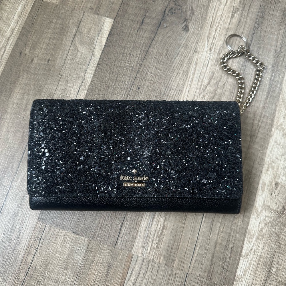 Kate Spade black sparkly wristlet/wallet